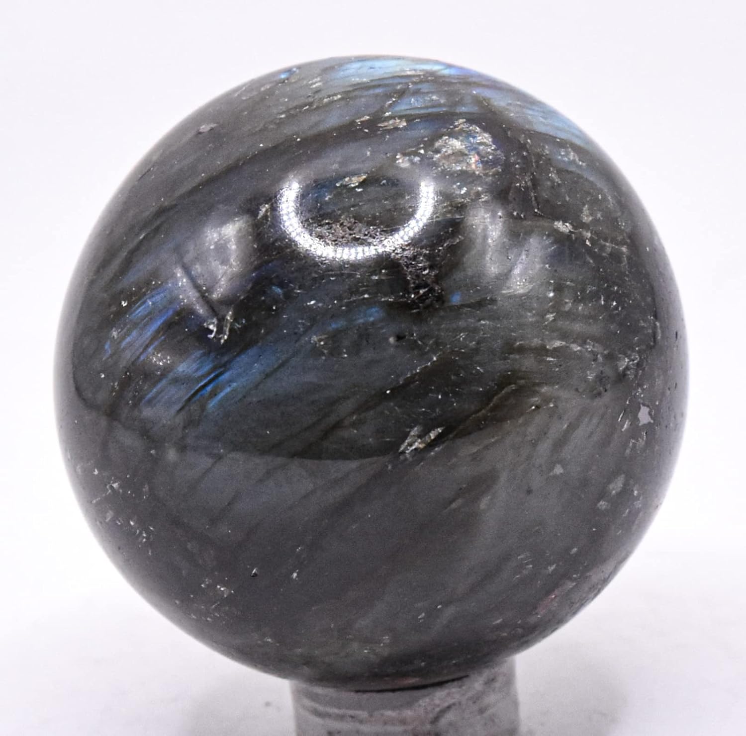 43mm Blue Azure Flash Labradorite Sphere with Stand