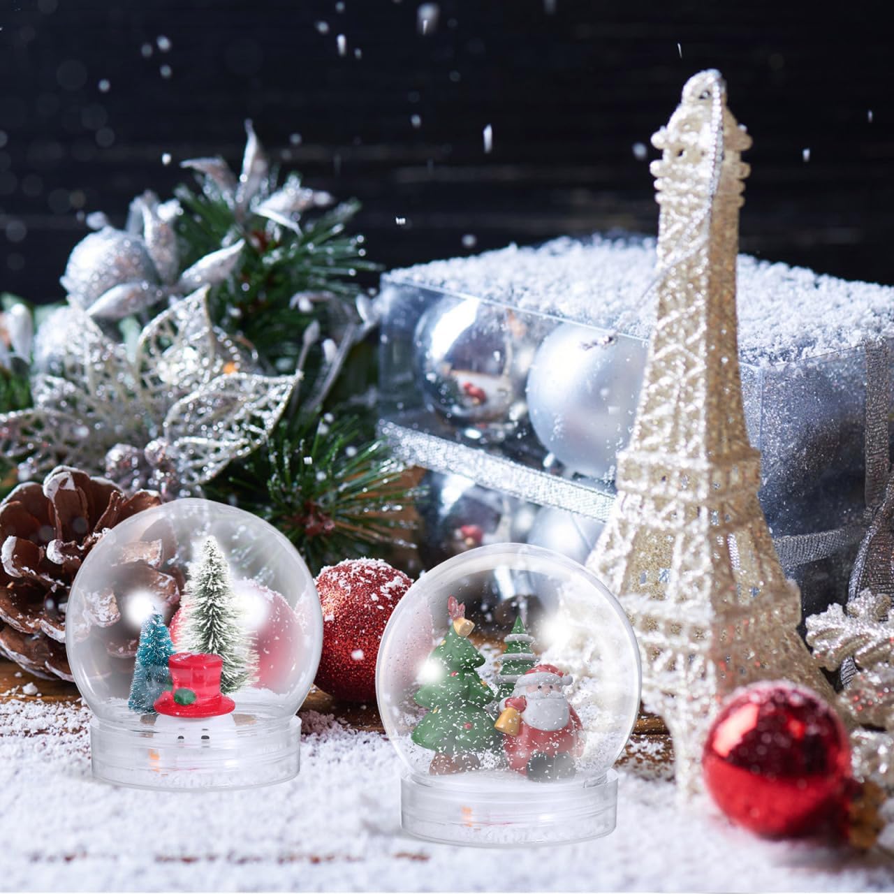 BESTOYARD 10Pcs Clear Snow Globes with Screw Cap DIY Decorations