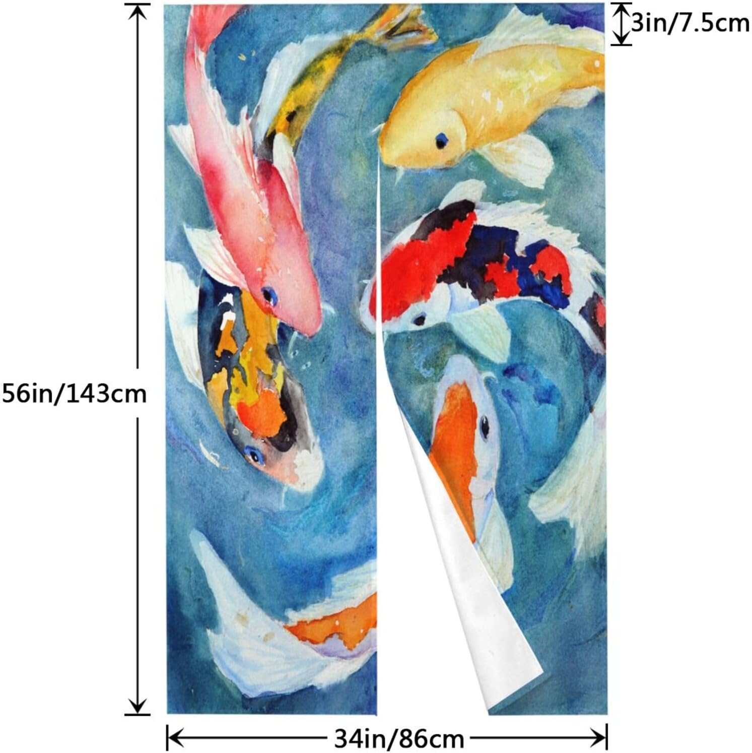 Peynir Japanese Koi Carp Door Curtain Feng Shui Panel