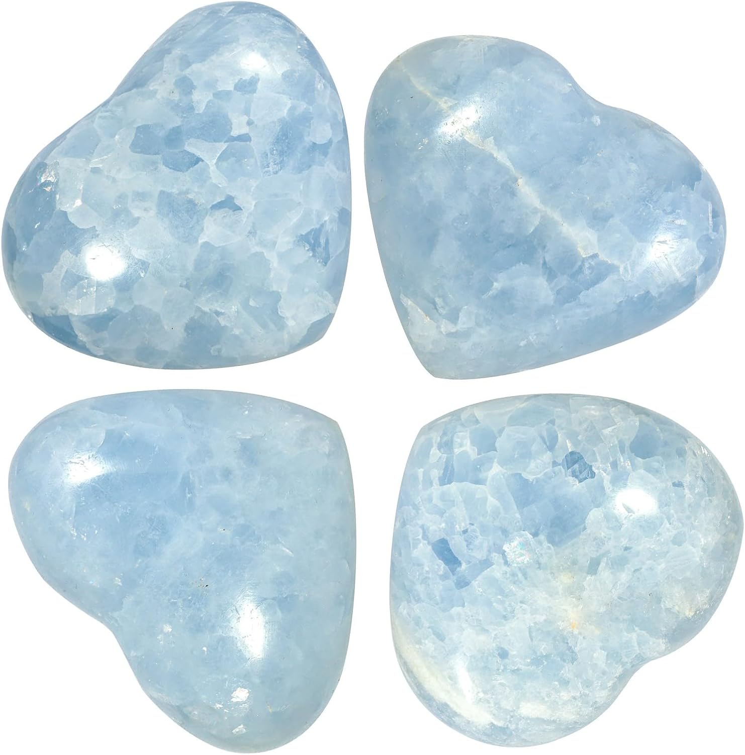 SUNYIK Natural Blue Celestite Worry Stone Heart Shape 50-60mm