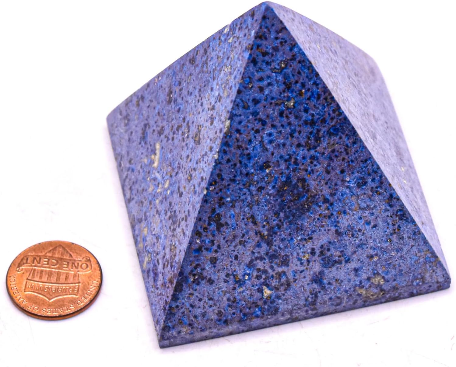 60mm Rich Blue Dumortierite Carved Pyramid Polished Crystal Mineral Specimen - Peru
