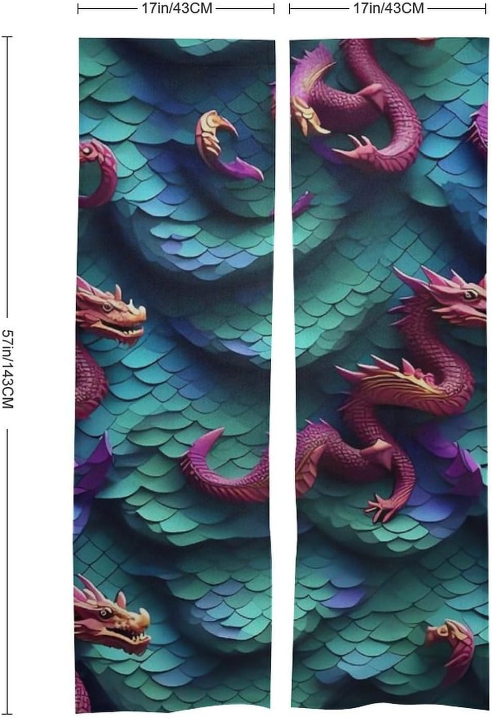 3D Magical Dragon Scales Door Cover Curtain 57x17 Inch