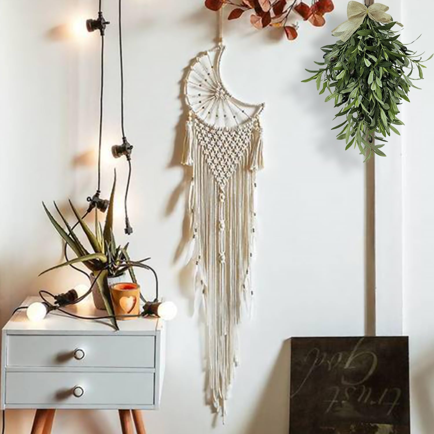 24 Inch Artificial Teardrop Olive Wreath Pendant