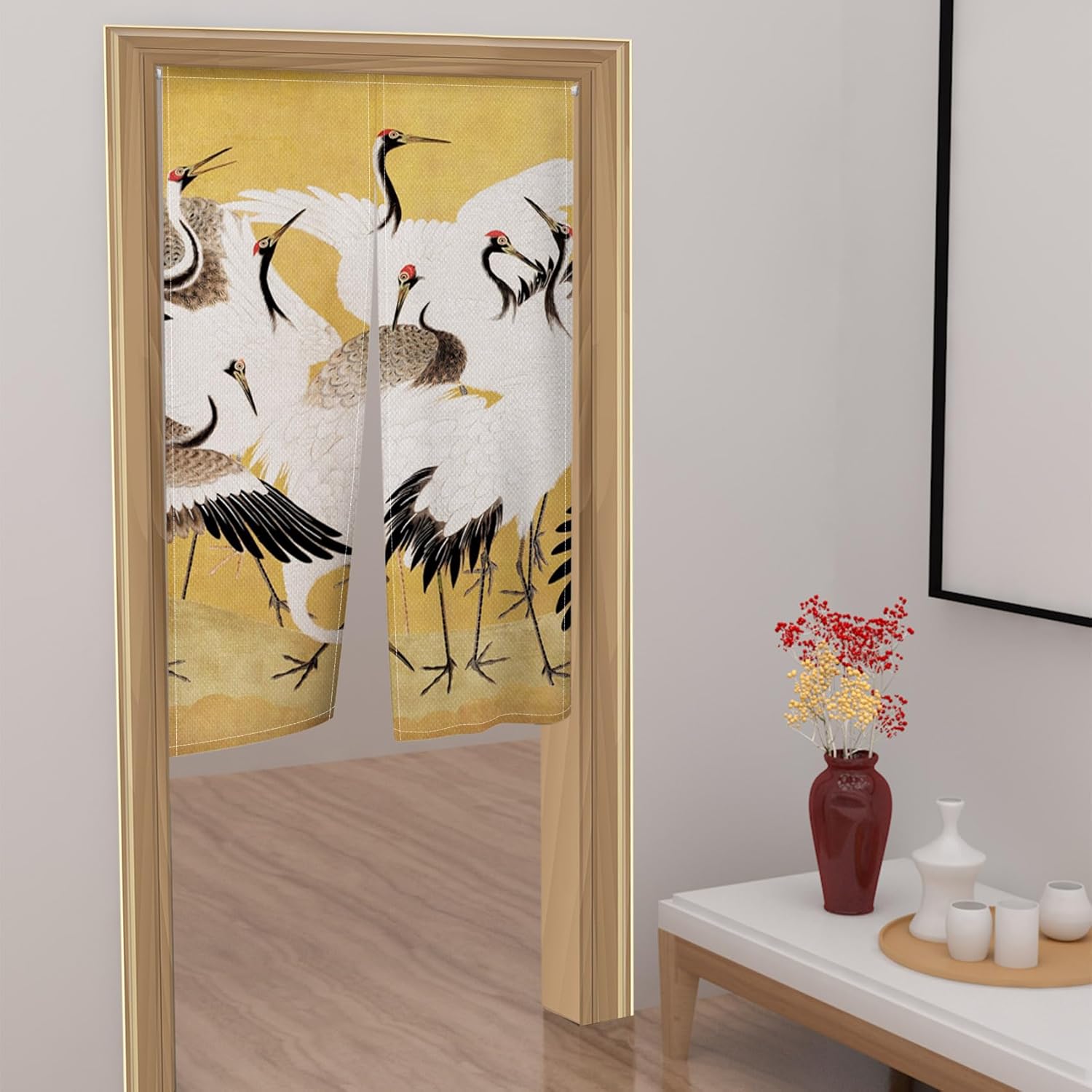 Japanese Style Cranes Printed Door Curtain Panel 34x60