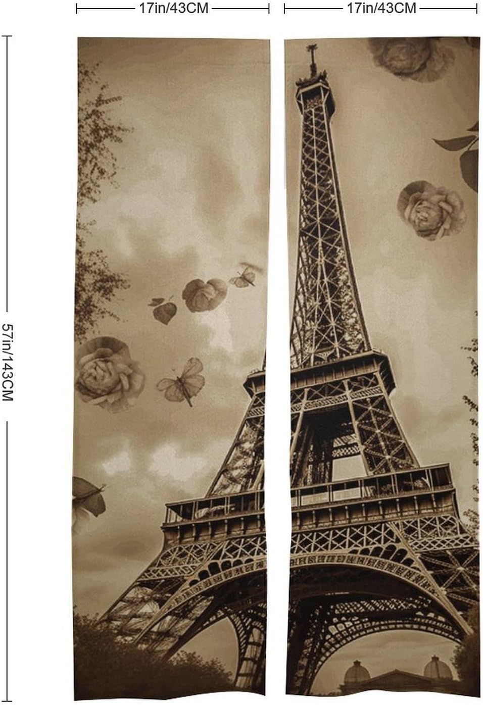 Paris Eiffel Tower Door Cover Curtain 57x17 Inches