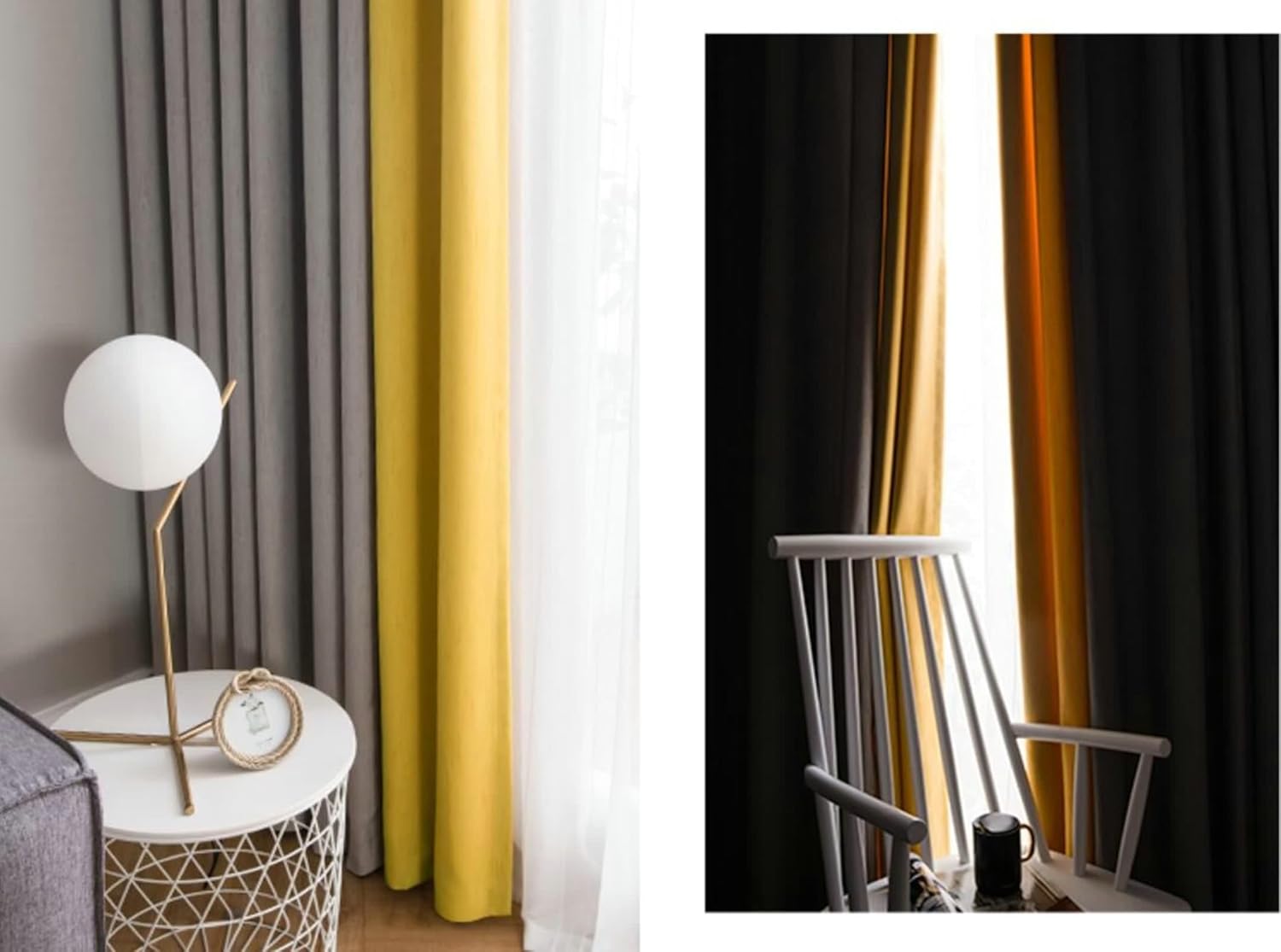 Dsnyu 42x96 Blackout Curtains Two-Tone Patchwork Design