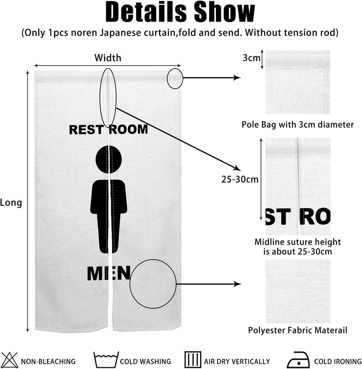 Modern Japanese Noren Curtain 34x60 for Home Privacy