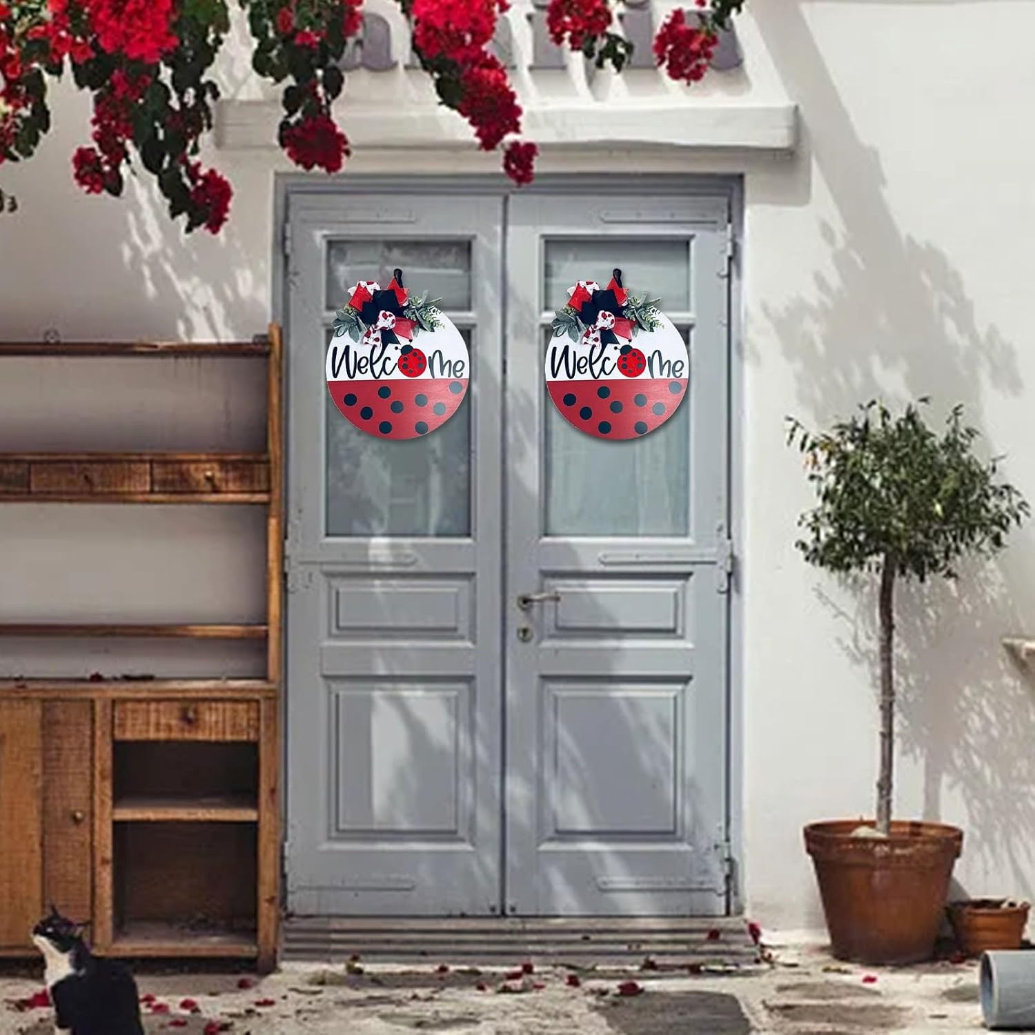 VIVIANYO HD Ladybug Welcome Door Sign