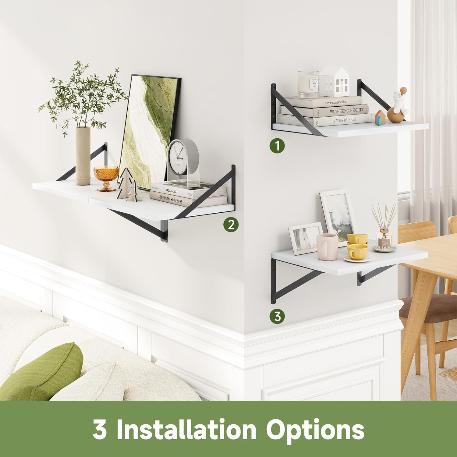 Heimlove 12 Inch Deep Floating Shelves Set of 4