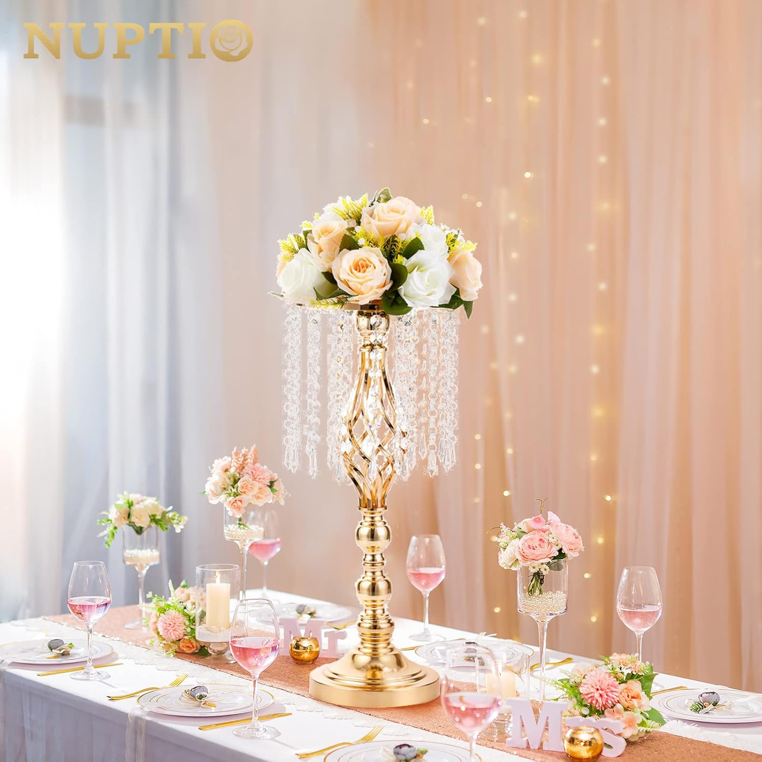 10 Pcs 193 Inches Tall Crystal Flower Stand Wedding Centerpiece