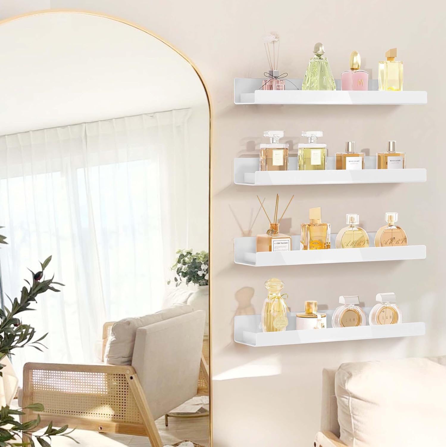 4 Pack 15 Inch White Acrylic Floating Shelves