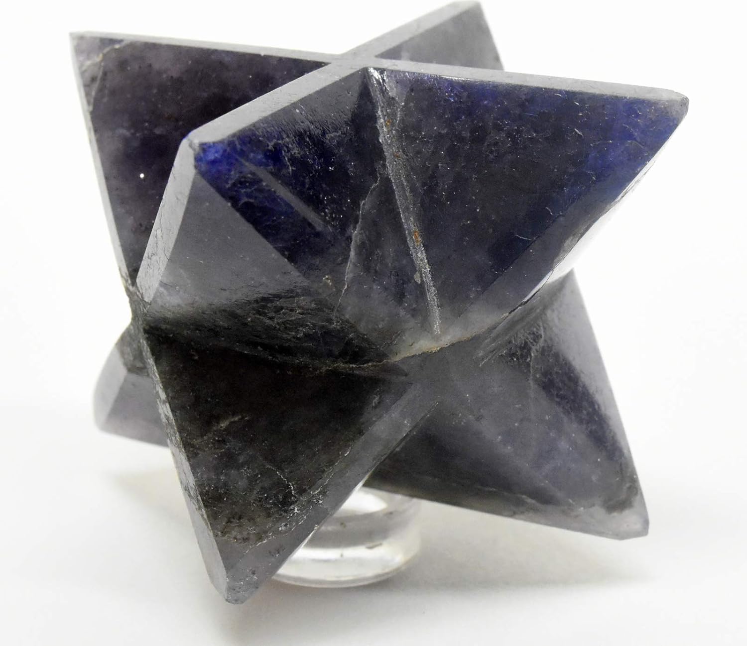 25 Inch Blue Iolite 8 Point Merkaba Star with Clear Quartz Cabochon