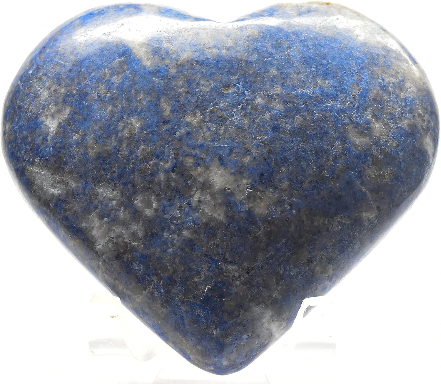29 Inch Blue Dumortierite Heart with Quartz Stand