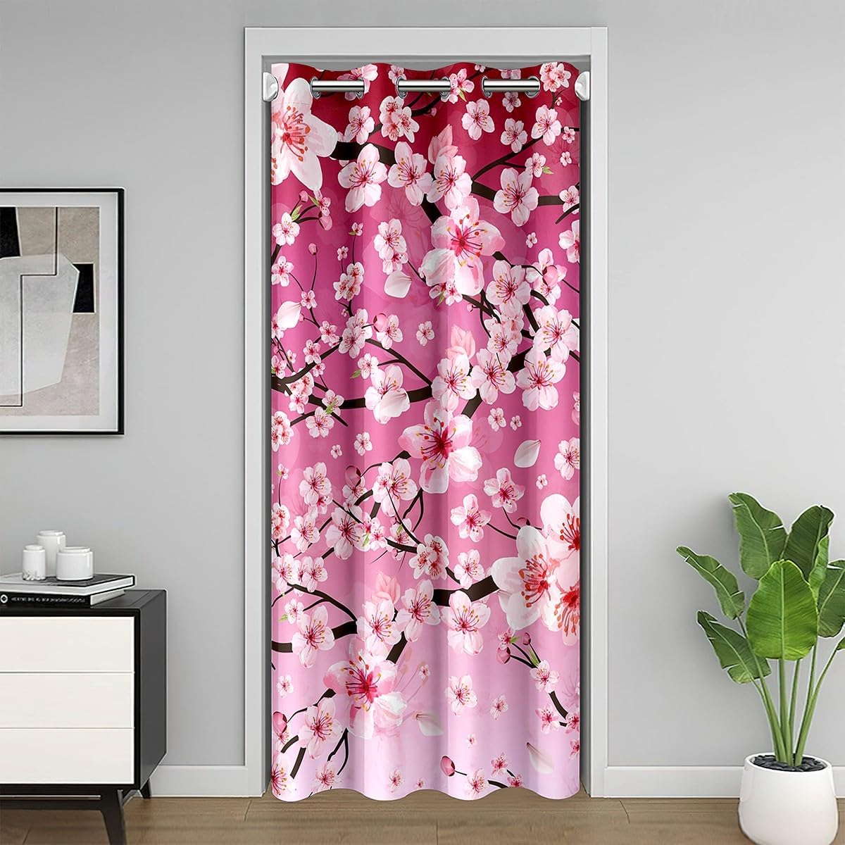 Jejeloiu Cherry Blossoms Room Darkening Curtain 34x80