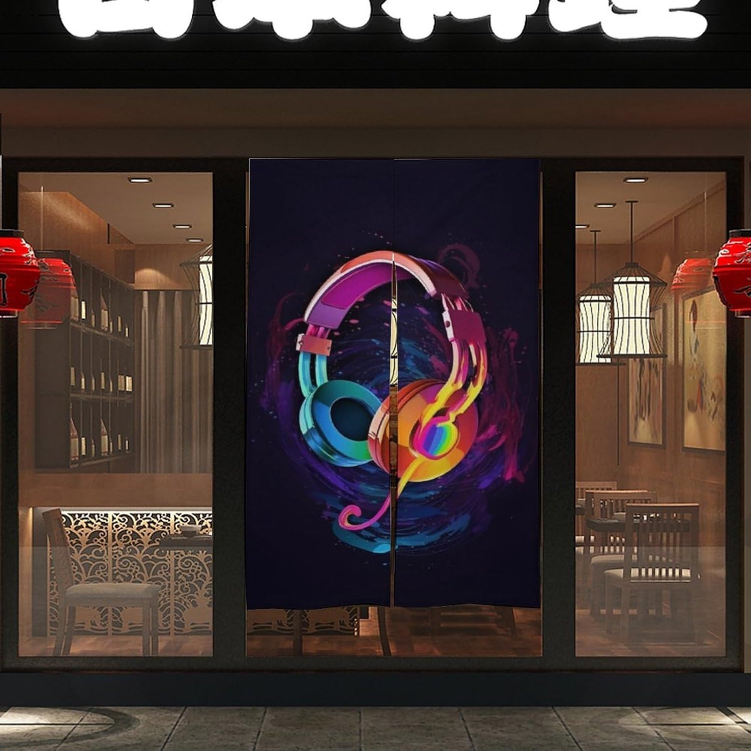 Color Gradient Music Door Curtain 57x17 Inches