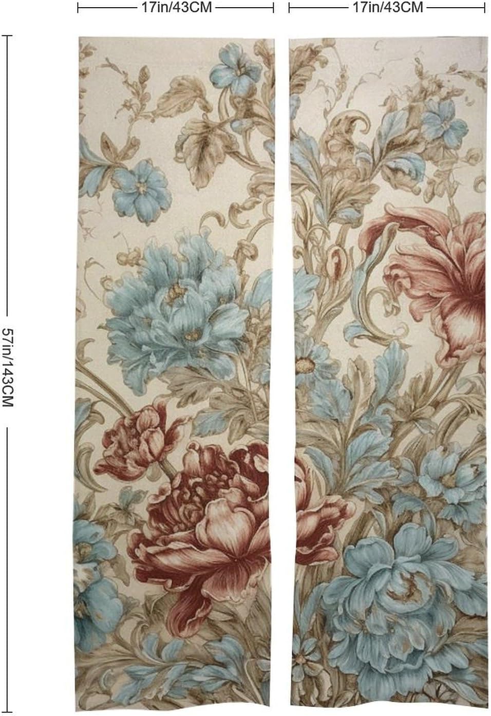 Gilded Floral Japanese Door Curtain 34x57