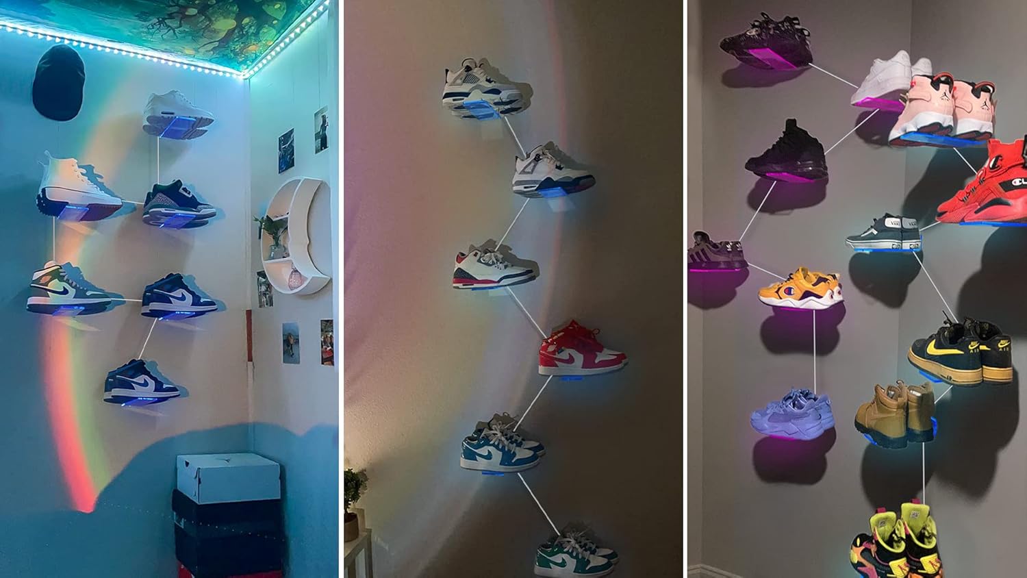 OAPRIRE Floating Shoe Display Shelf Set of 6 with Lights Clear