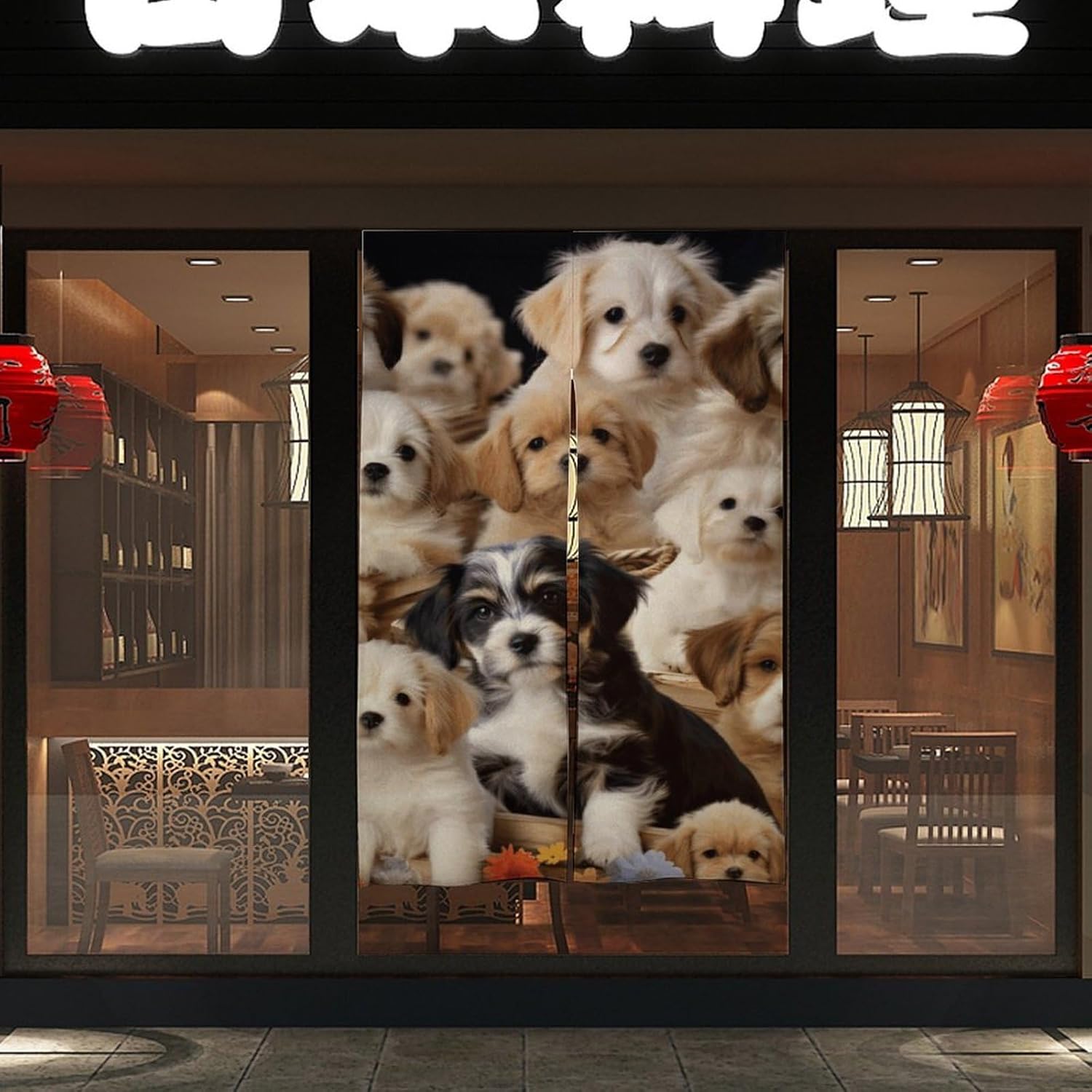 Cute Pet Dog Door Cover Curtain 57x17 Inches