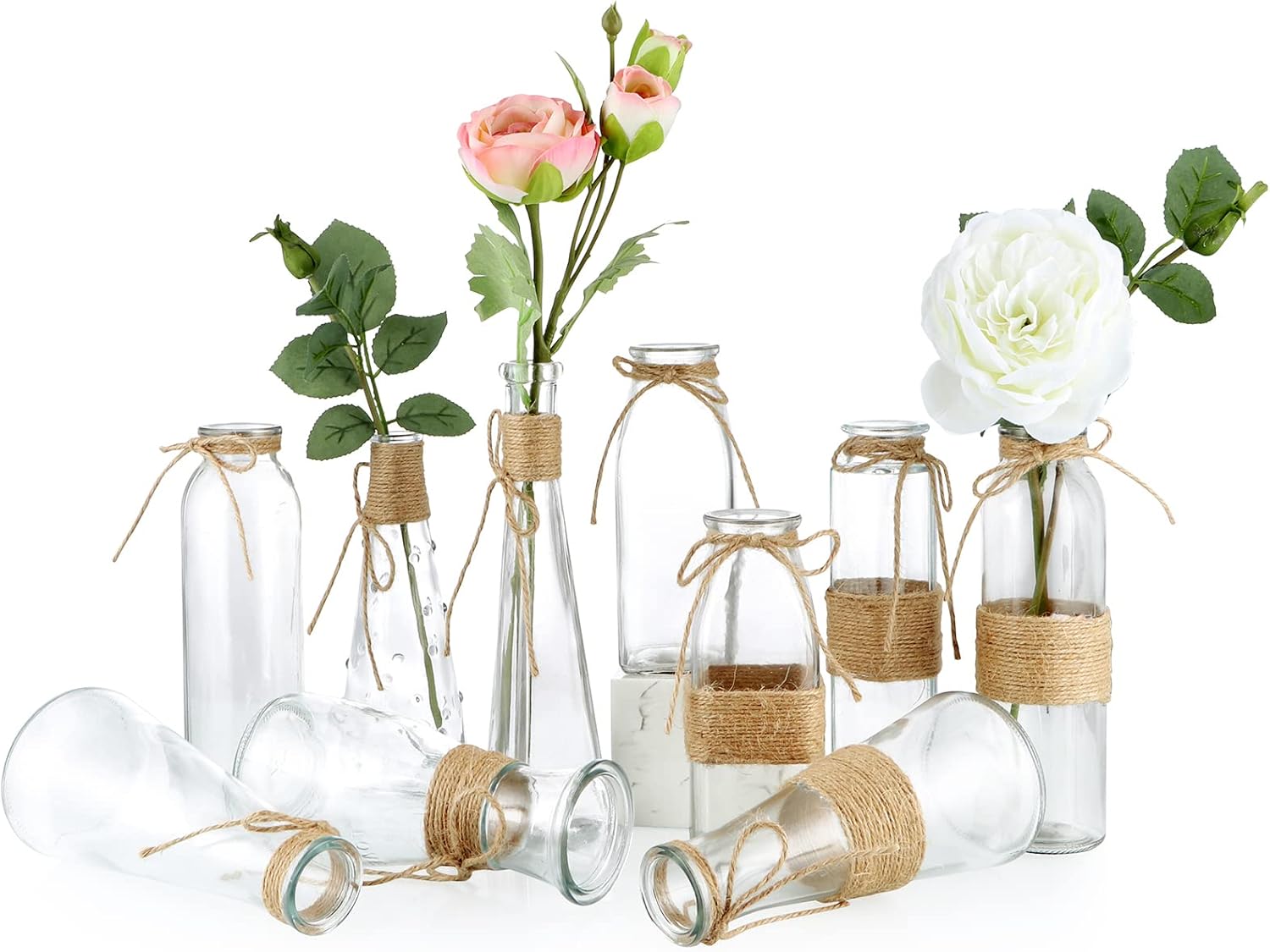 MDLUU Clear Glass Bud Vase Set 10Pcs Assorted