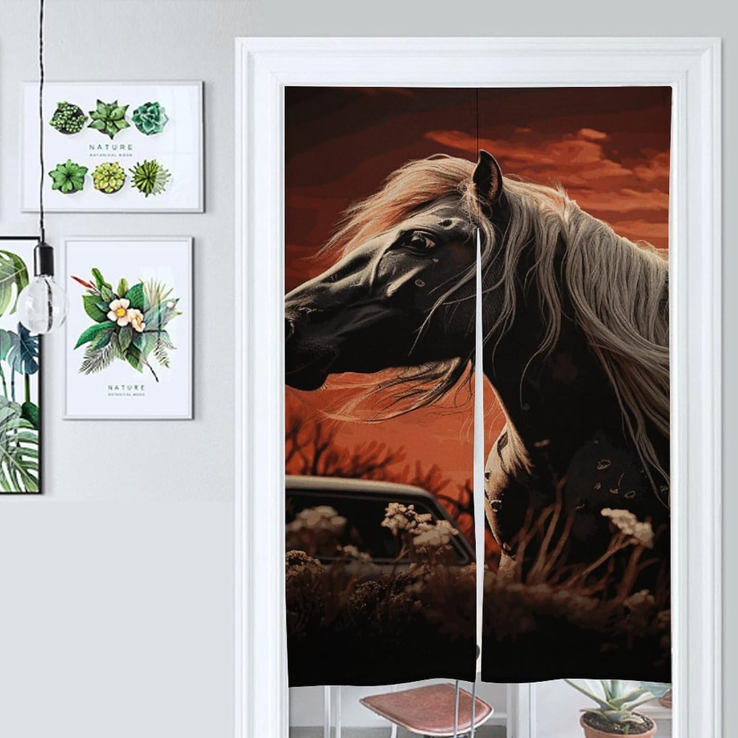 Romantic Mustang Door Curtain 57x17 Inches Soft Durable