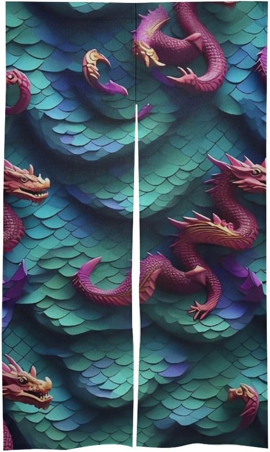 3D Magical Dragon Scales Door Cover Curtain 57x17 Inch