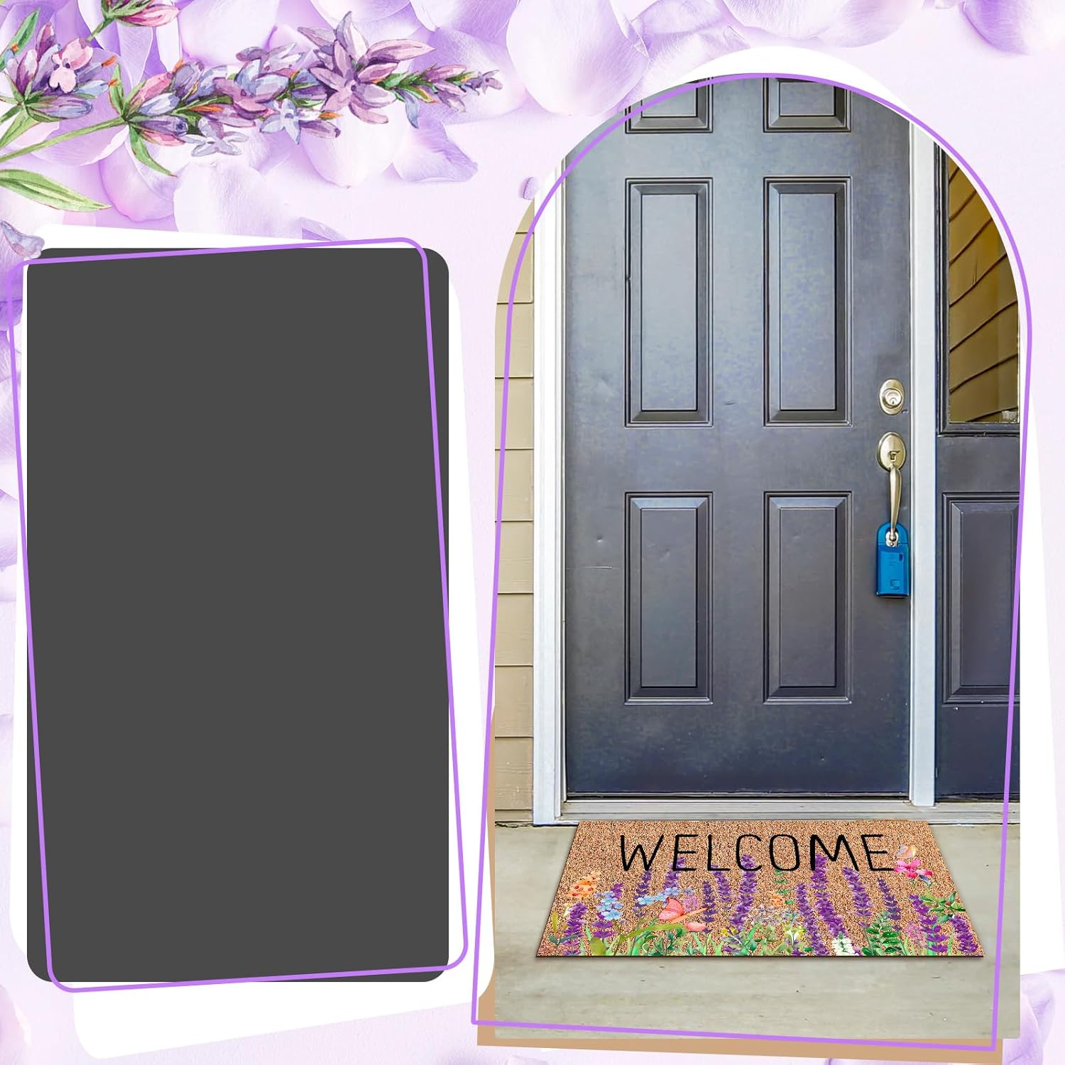 Ceenna Natural Coir Door Mat 16x28 Inches Butterfly Design