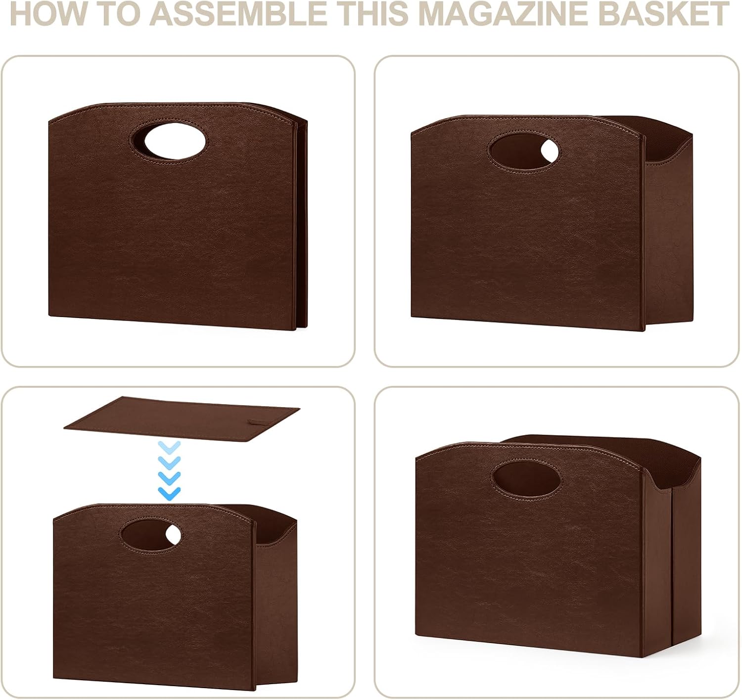 Foldable Magazine Rack Organizer for Home Desktop Storage brown