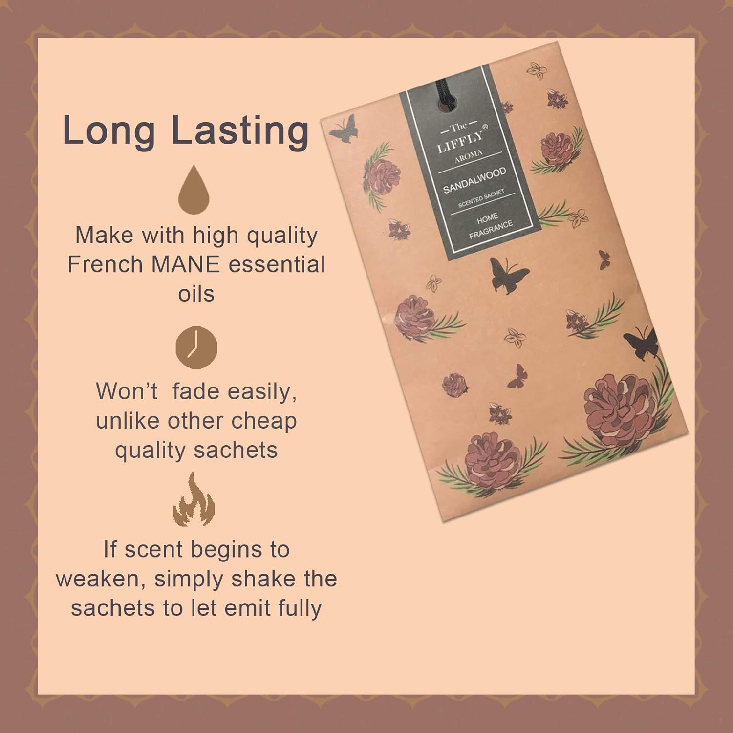 14 Pack Sandalwood Scented Sachets for Closets and Drawers