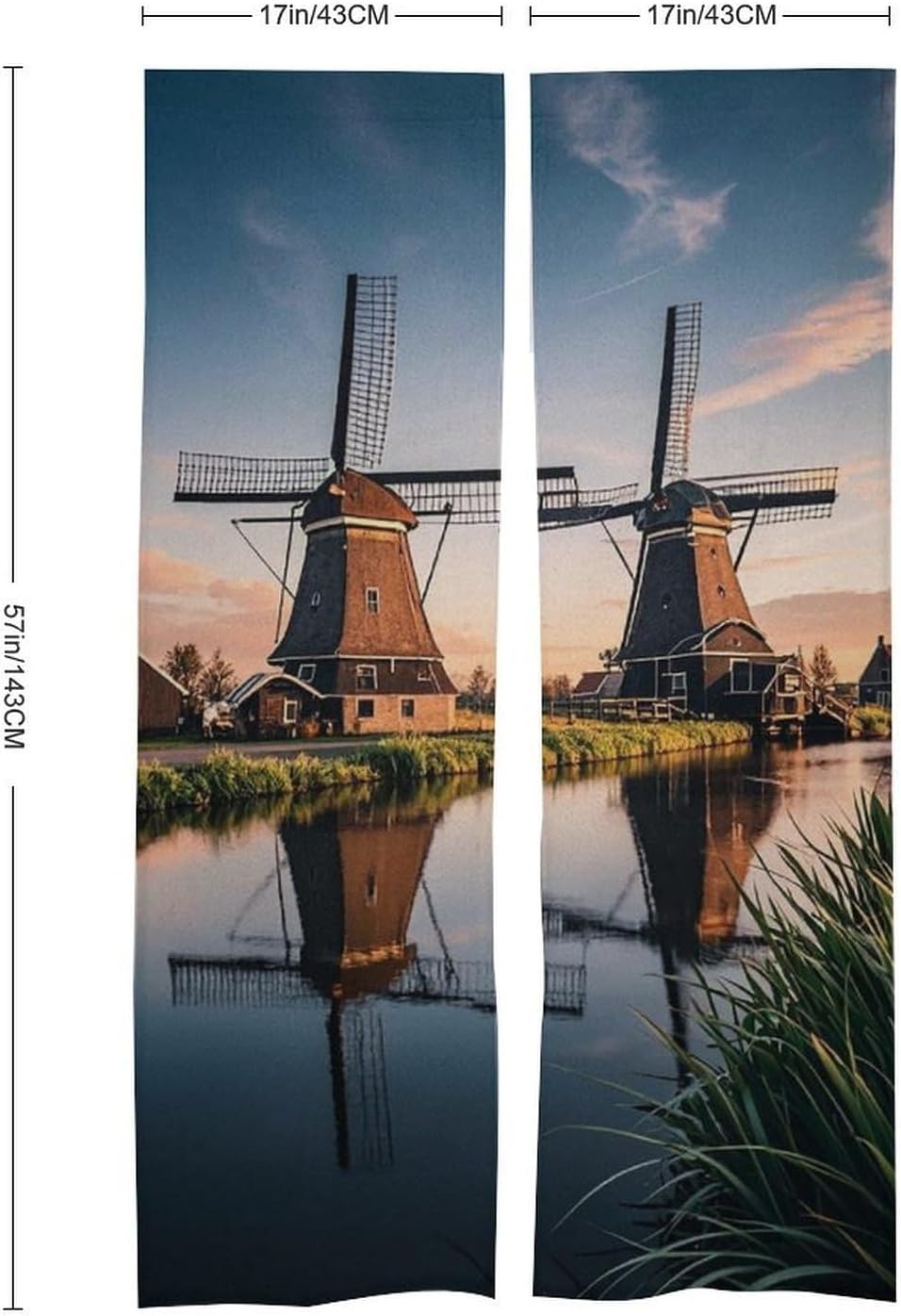 Dutch Windmill Door Cover Curtain 57x17 Inches