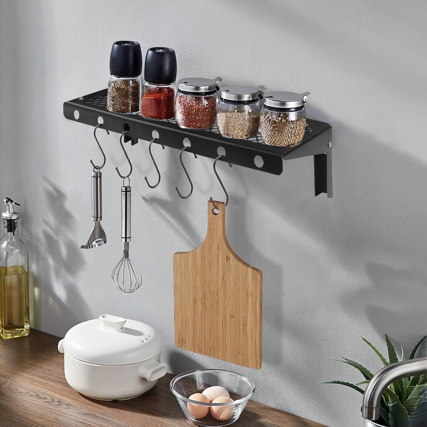 Modern Industrial Floating Wall Shelves Set of 2