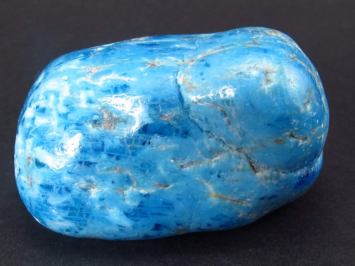 Neon Blue Apatite Tumbled Stone from Brazil 18 Inch