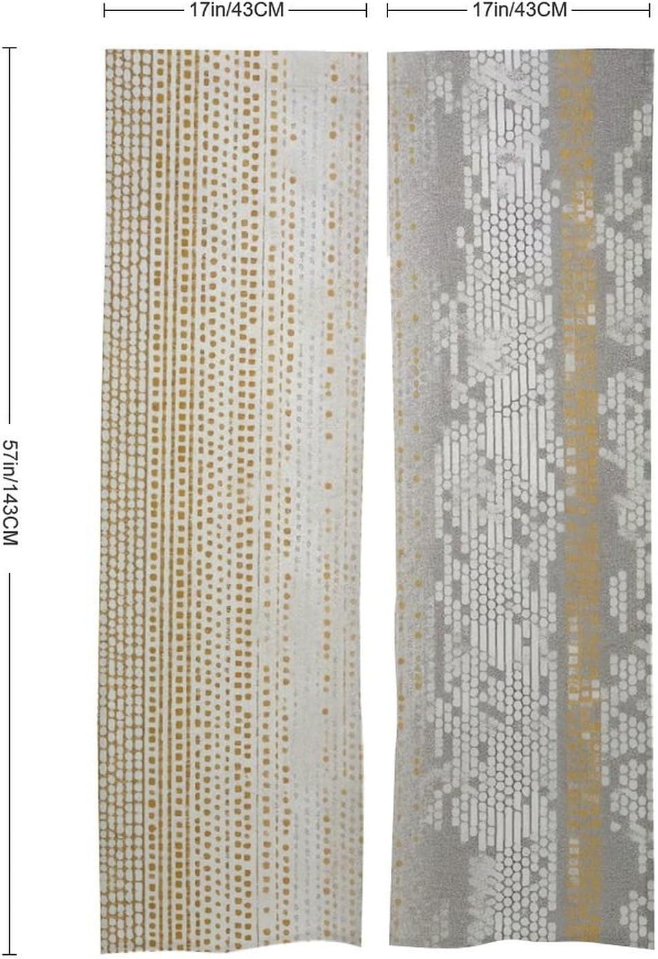 Japanese Noren Door Curtain with Gold and Gray Pattern