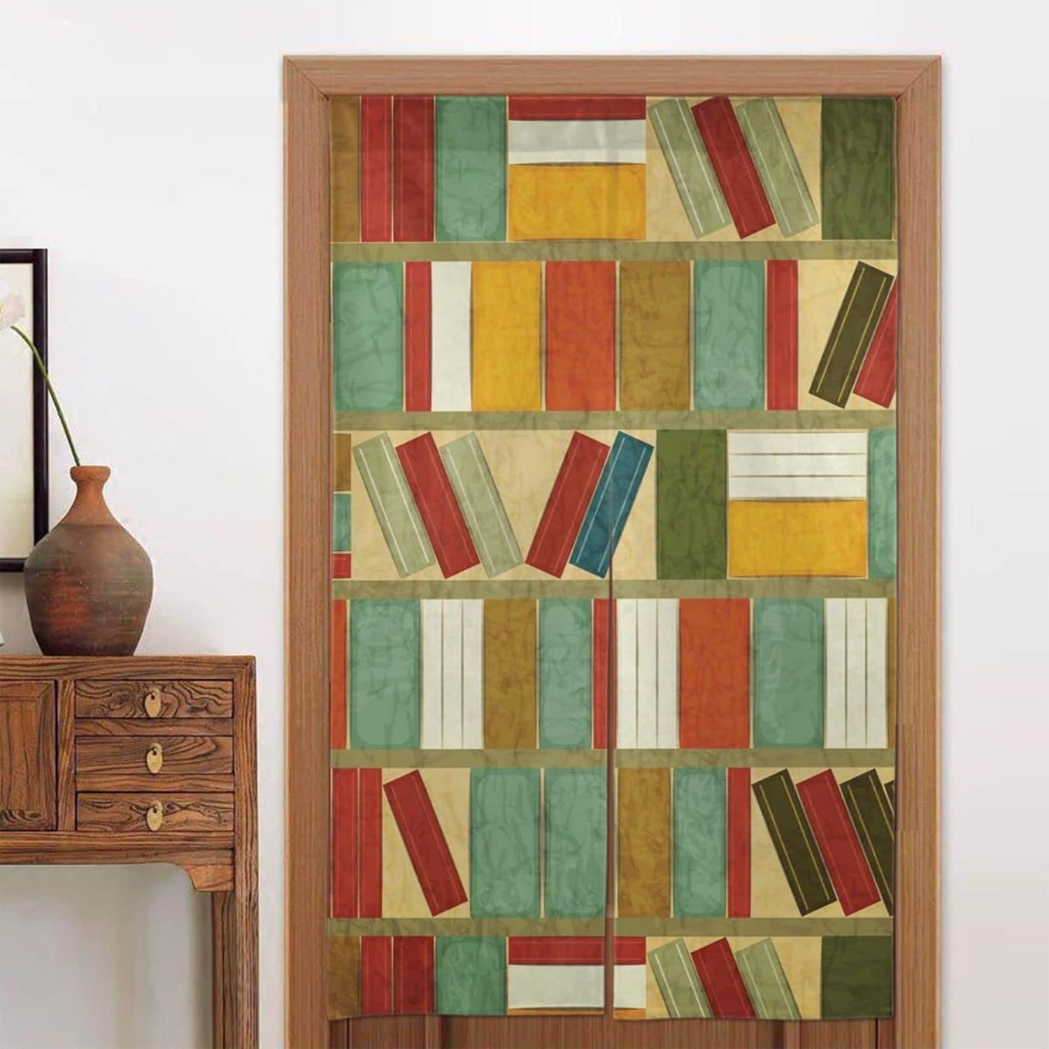 Jumusi Door Curtain 34X56 Library Bookshelf Themed Japanese Noren