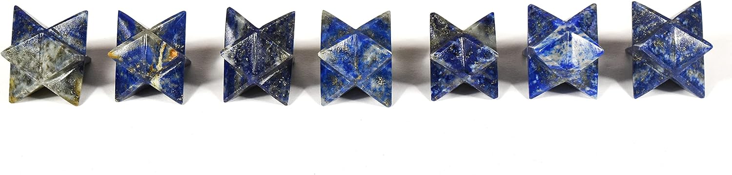 32mm Rich Blue Lapis Lazuli with Golden Iron Pyrite 8 Point Merkaba Star
