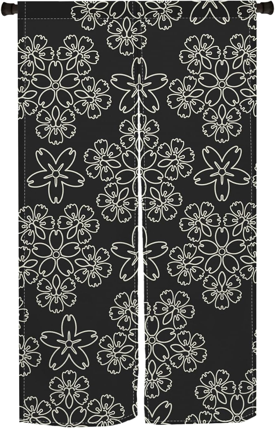 Japanese Noren Door Curtain with Petal Design 34x60 Inches