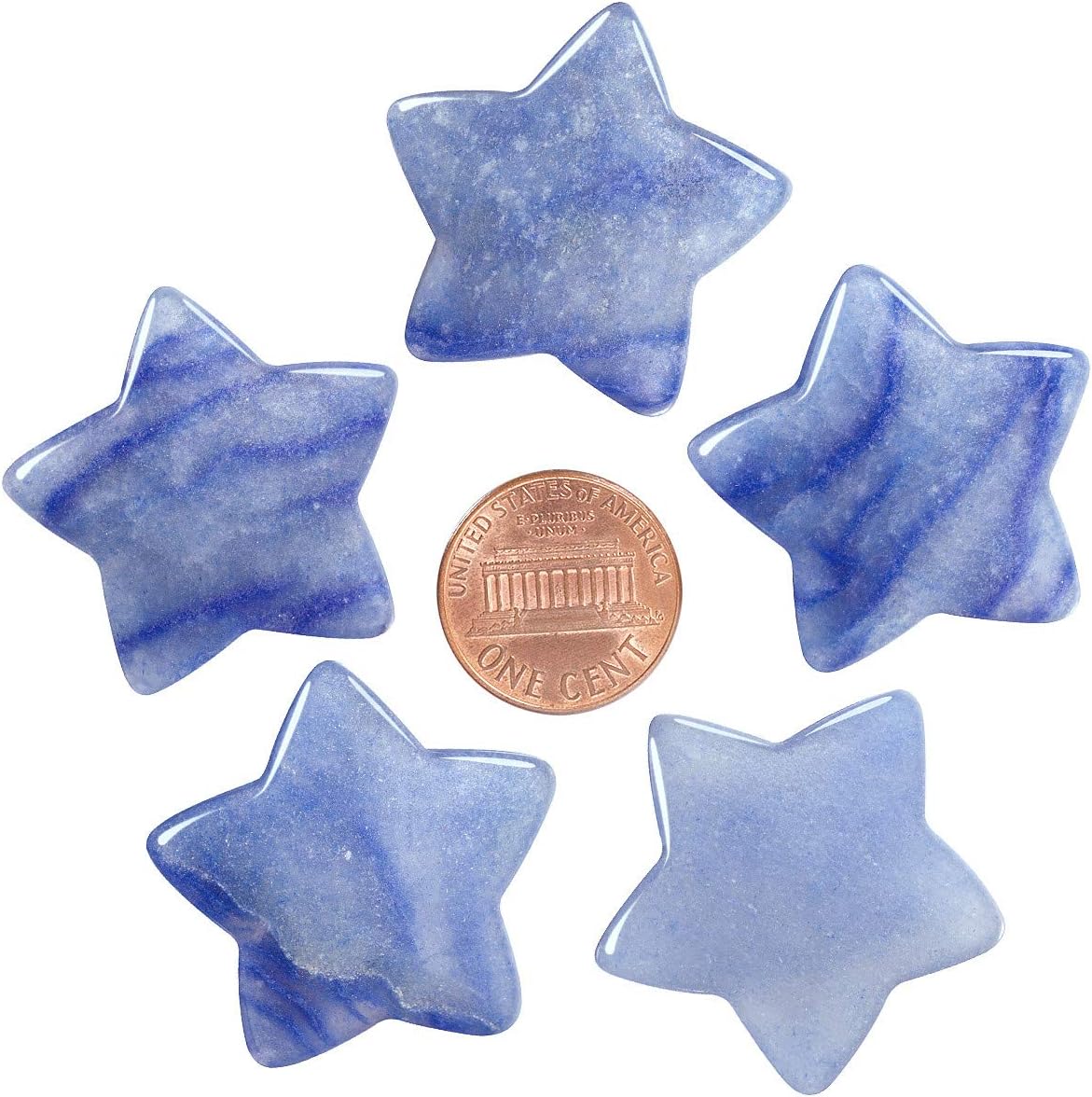 Set of 5 Star Shape Healing Crystal Pocket Stones Blue aventurine