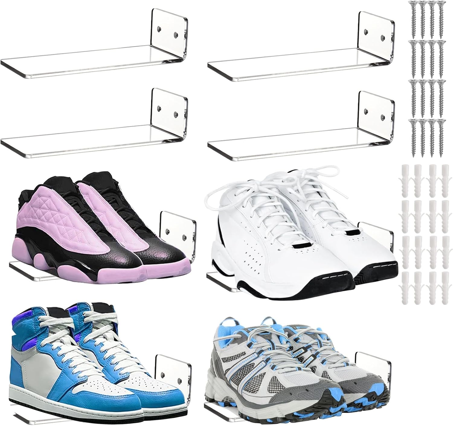 Youeon 8 Pack Floating Shoe Display Shelf for Wall