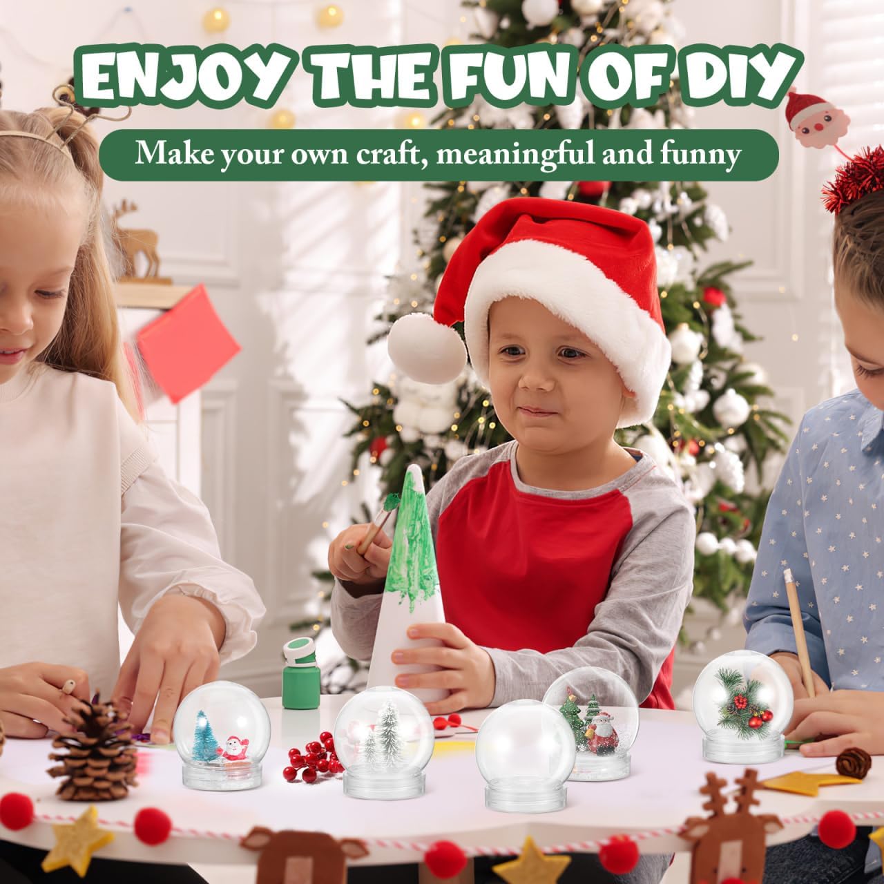 BESTOYARD 10Pcs Clear Snow Globes with Screw Cap DIY Decorations