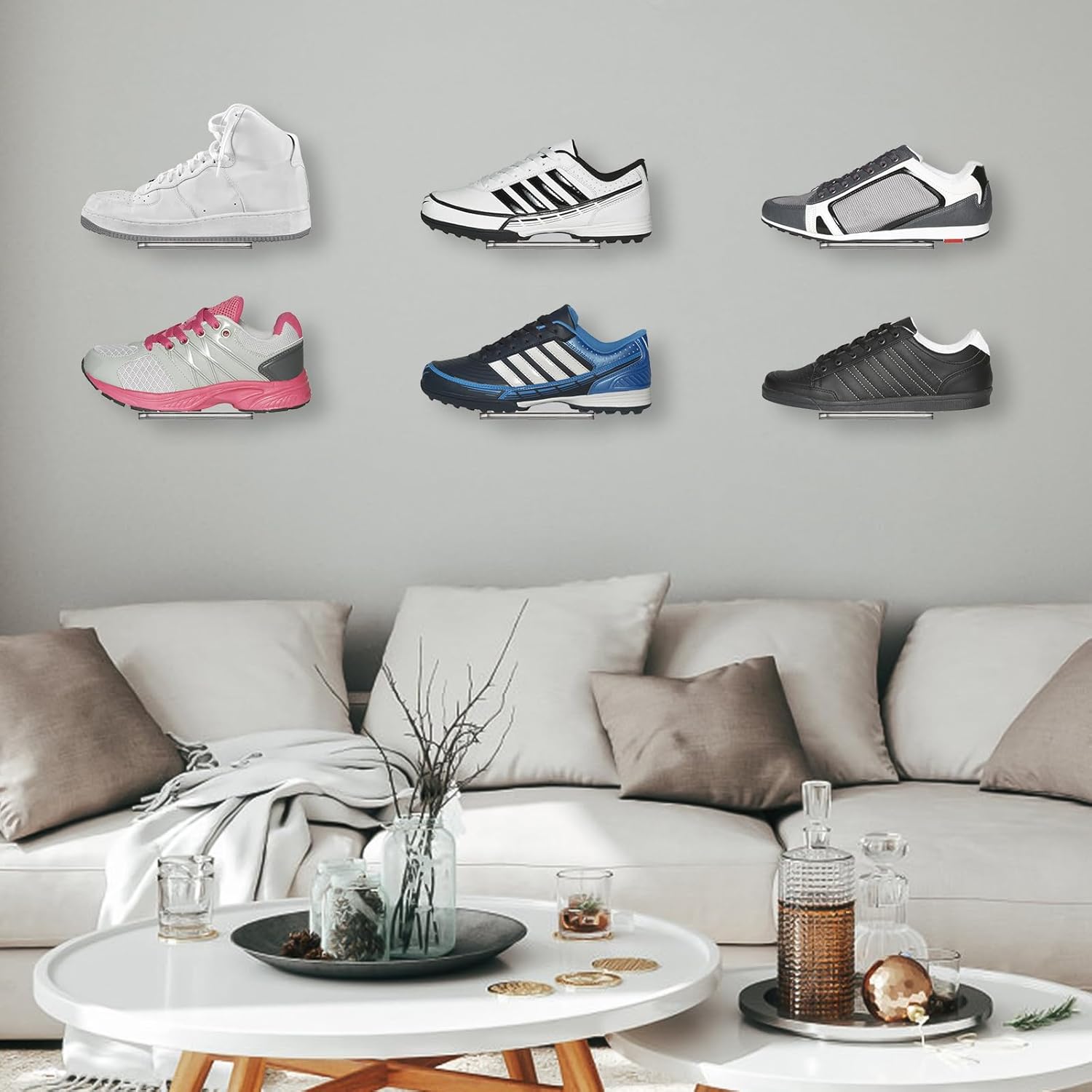 Youeon 8 Pack Floating Shoe Display Shelf for Wall