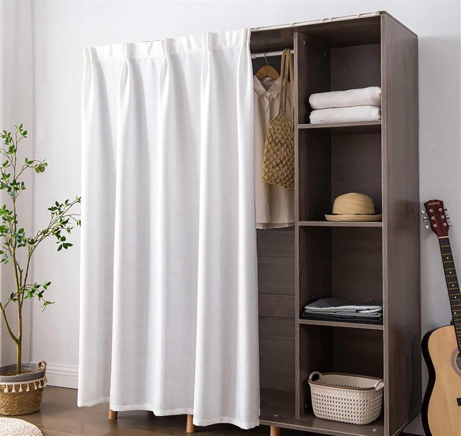 SK Studio White Short Curtains for Kitchen and Closet