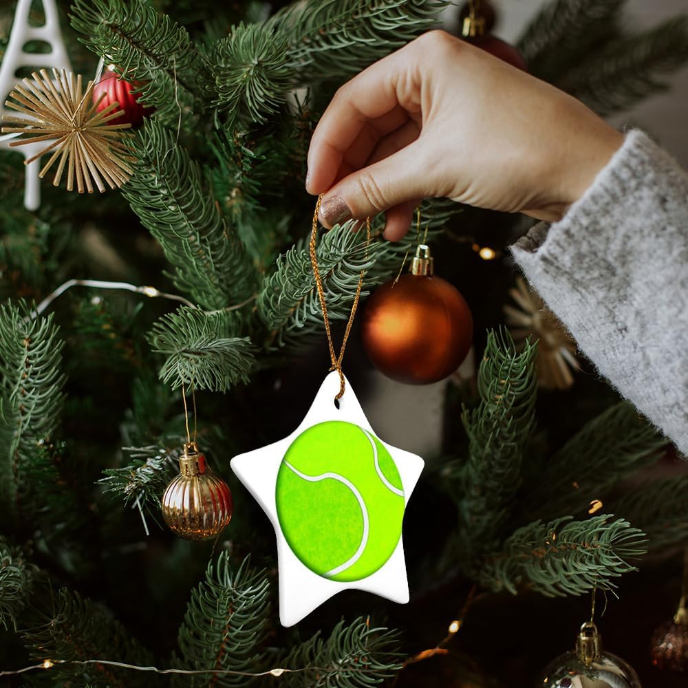 Graphics More Tennis Ball Star-Shaped Porcelain Christmas Ornament