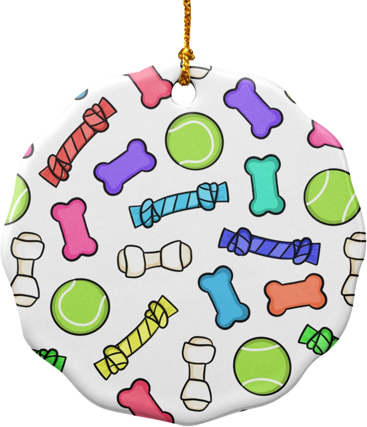 Graphics And More Porcelain Christmas Ornament with Doggie Chew Toy Design