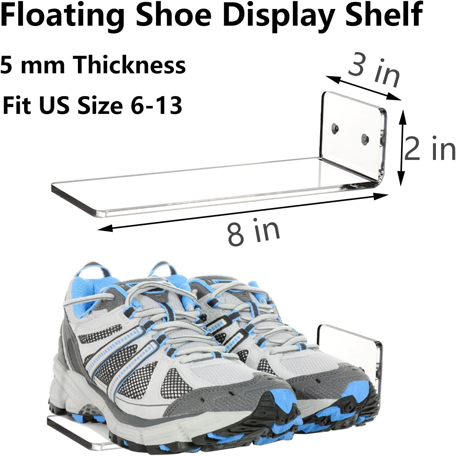 Youeon 8 Pack Floating Shoe Display Shelf for Wall