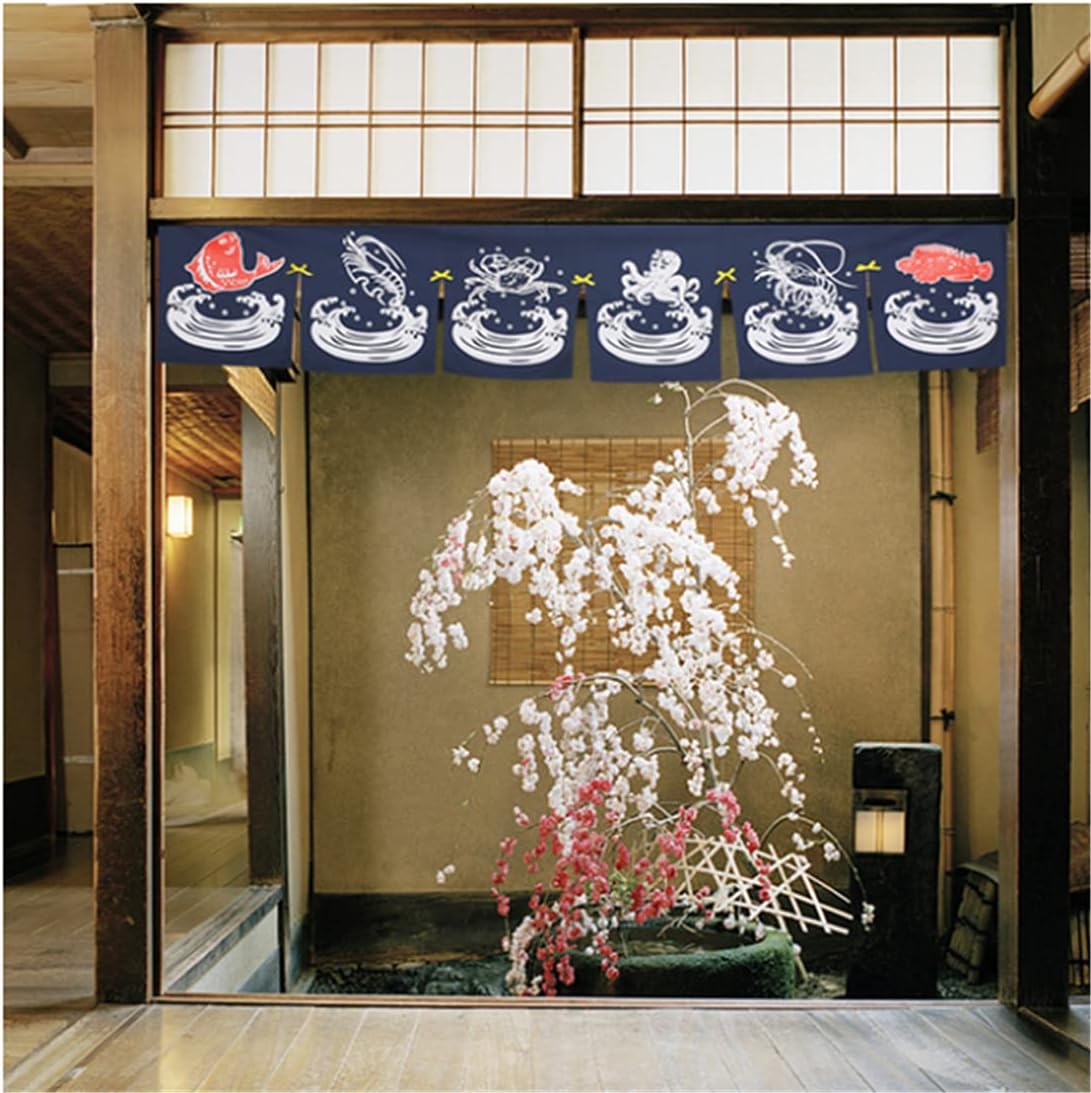 Octopus Crab Noren Curtain for Japanese Decor 40x240cm