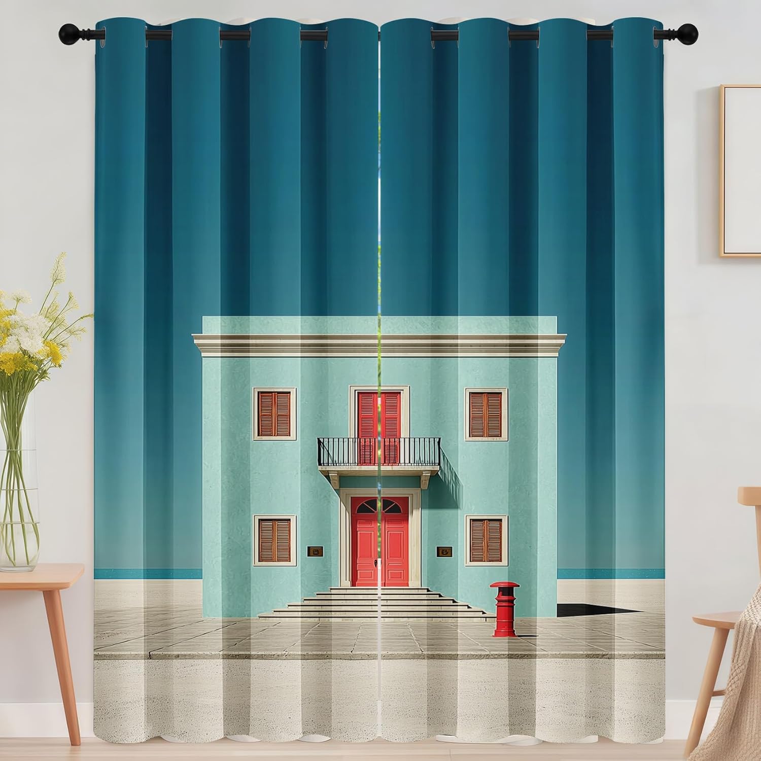 European Doorway Curtains 108 Inches Long 2 Panels Set