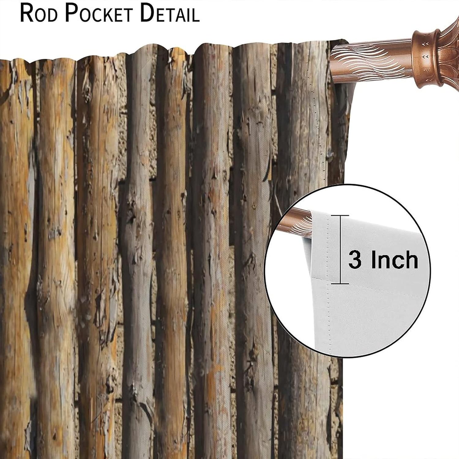 Trelemek Blackout Curtains with Wooden Texture 52x84inch