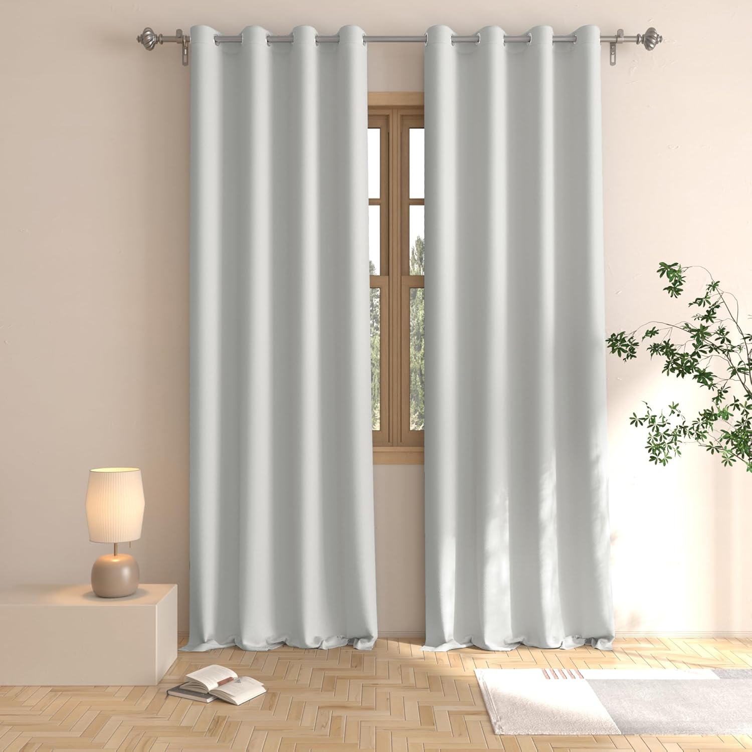 Light Grey Room Darkening Curtains 2 Panels 52x100