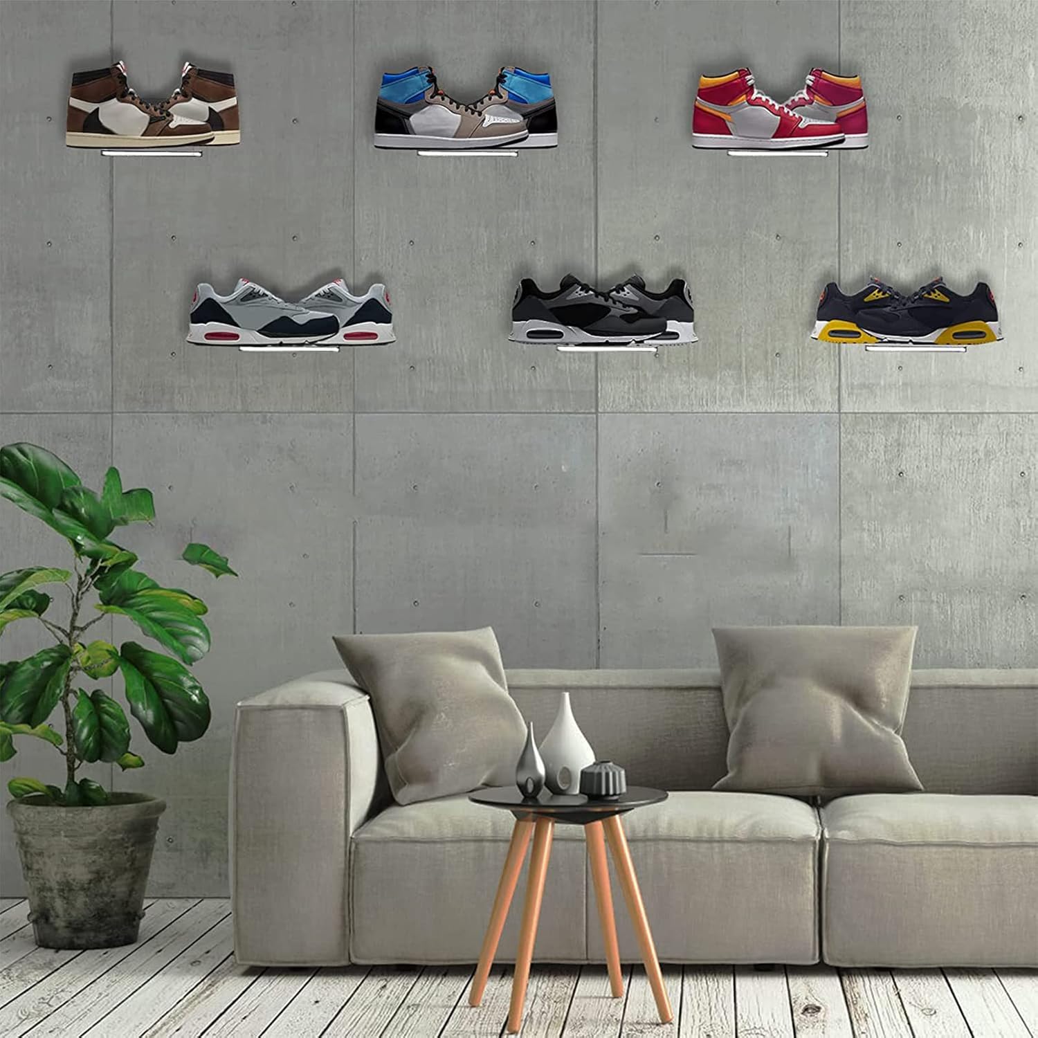 Youeon 8 Pack Floating Shoe Display Shelf for Wall