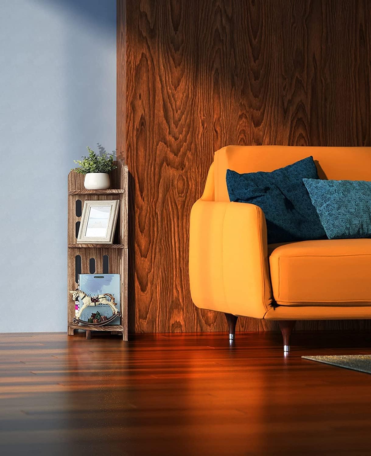 Meangood 3 Tier Solid Wood Corner Shelf Stand