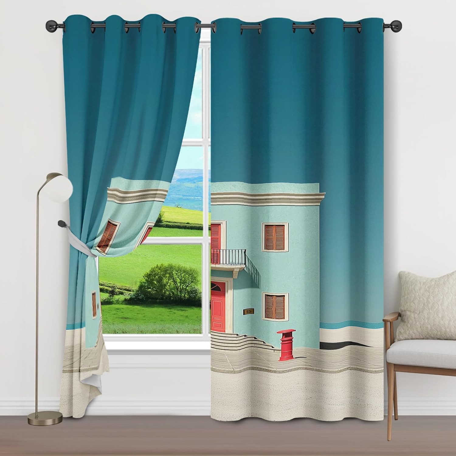 European Doorway Curtains 108 Inches Long 2 Panels Set
